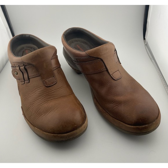 Merrell Dassie Stitch Brown Leather Comfort Clogs Slip On Women's 9 EU40 - Picture 6 of 16